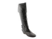 Alfani Carrie Womens Size 6.5 Black Faux Leather Fashion Over the Knee Boots