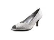 Easy Street Ravish Women US 7.5 WW Silver Peep Toe Heels