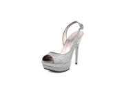 Pelle Moda Gleam Women US 10 Silver Peep Toe Platform Heel