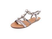 Madden Girl Easternn Womens Size 7 Silver Faux Leather Slingback Sandals Shoes