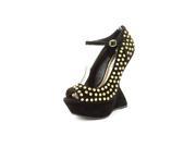 Steve Madden Gammblee Womens Size 6.5 Black Wedges Heels Shoes New Display