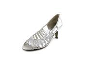 Easy Street Sparkle Women US 6.5 Silver Peep Toe Heels