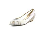 Nina Rigby Women US 5.5 Silver Peep Toe Wedge Heel