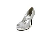 Rampage Gracee Women US 6.5 Silver Peep Toe Heels