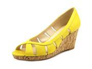 Nine West Jumbalia Women US 5.5 Yellow Peep Toe Wedge Heel
