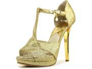 Michael Michael Kors Diana T Strap Women US 10 Gold Platform Heel