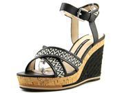 French Connection Lata Women US 8 Black Wedge Sandal