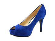 Nine West Camya Women US 5.5 Blue Peep Toe Platform Heel