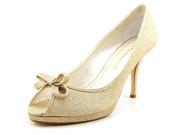 Caparros Impulse Womens Size 8 Gold Peep Toe Platforms Heels Shoes