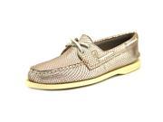 Sperry Top Sider A O 2 Eye Python Women US 7 Silver Boat Shoe