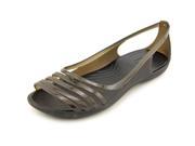 Crocs Isabella Huarache Flat Women US 9 Black Peep Toe Flats