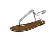 Madeline Aubree Women US 7.5 Silver Thong Sandal