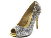 Thalia Sodi Cereza Women US 7 Silver Peep Toe Platform Heel