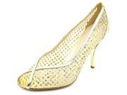 Delman Anika Women US 9.5 Silver Peep Toe Heels