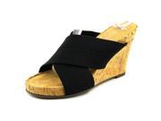 Aerosoles Party Plush Women US 5 Black Wedge Sandal