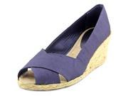 Lauren Ralph Lauren Cecilia Women US 11 Blue Peep Toe Wedge Heel