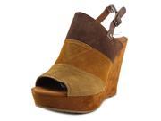 Lucky Brand Frescala Women US 6.5 Brown Peep Toe Wedge Heel