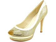 Marc Fisher Monaye Women US 7 Gold Peep Toe Platform Heel