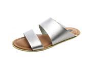 Dr. Scholl s May Women US 6 Silver Slides Sandal