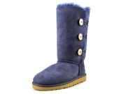 Ugg Australia Bailey Button Triplet Youth Girls Size 13 Blue Suede Winter Boots