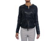 Armani Collezioni Women Moto Leather Jacket Basic Jacket Black Size 4
