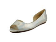 Nine West Bachloret Women US 5.5 Silver Peep Toe Flats