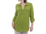 Splendid 3 4 Sleeve Mixed Media Top Women Regular 100% Rayon US M Green Blouse