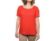 Ella Moss Circle Trim Short Sleeve Scoop Neck T Shirt Women Regular US L Red