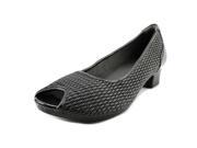 FootSmart Peggy Women US 7 W Black Peep Toe Heels