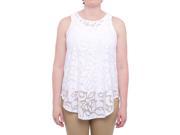 Alfani Jacquard Illusion Hem Top Women Regular Polyester US XS White Tank Top