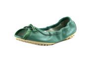 Tod s Whisky Penny Loafer Women US 4.5 Green Peep Toe Flats