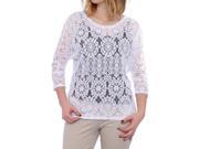 Alfani Lace High Low Hem Blouse Women Regular 100% Polyester US S White Blouse