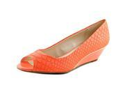 Alfani Cammi Women US 11 Orange Peep Toe Wedge Heel