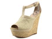 Fornarina PEFQM8339 Sandal Women US 10 Ivory Peep Toe Wedge Heel