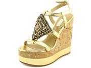Lauren Ralph Lauren Mattie Women US 8 Gold Wedge Sandal