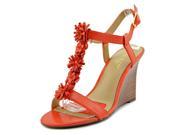 Lauren Ralph Lauren Abia Women US 7.5 Orange Wedge Sandal