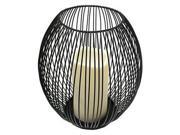Gerson 37785 8 x 9 Black Wire Lantern with Melted Edge LED Candle Light with Timer