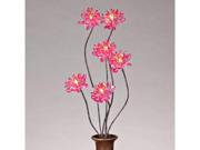 Gerson 37896 31 Pink Acrylic Chrysanthemum Battery Operated LED Lighted Branch with Timer 6 Warm White Lights