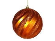 Vickerman 23616 6 Burnished Orange Matte Glitter Swirl Ball Christmas Tree Ornament M112018