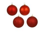Vickerman 19623 4 Red Shiny Matte Glitter Sequin Ball Christmas Tree Ornament 12 pack N591003A