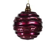 Vickerman 33596 6 Eggplant Candy Glitter Wave Ball Christmas Tree Ornament M132056