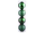 Vickerman 25074 4.75 Emerald 4 Finish Ball Christmas Tree Ornament 4 pack N591224A