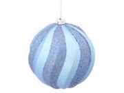 Vickerman 33371 8 Lake Blue Matte Glitter Swirl Ball Christmas Tree Ornament M112152