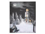 Kennedy s Country Collection 71579 14 x 12 x 3 4 Church At Night Battery Operated LED Lighted Canvas Batteries Not Included