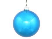 Vickerman 34849 3 Turquoise Shiny Ball Christmas Tree Ornament 12 pack N590812DSV