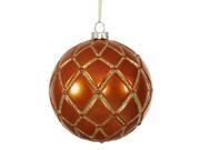 Vickerman 341797 4 Burnished Orange Candy Glitter Net Ball Christmas Tree Ornament 6 pack M145018