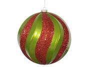 Vickerman 34031 8 Lime Red Matte Glitter Swirl Ball Christmas Tree Ornament M112174