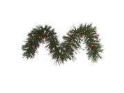Vickerman 373200 9 x 18 Big Cascade Pine 100 Warm White Italian LED Lights with Berries and Pine Cones Christmas Garland G154218LED