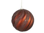 Vickerman 336786 8 Copper Matte Glitter Swirl Ball Christmas Tree Ornament M112128