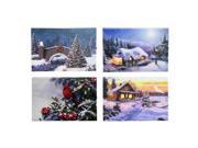 Gerson 26138 6 Assorted Winter Scenes Battery Operated LED Lighted Canvas Set of 4 Batteries Not Included